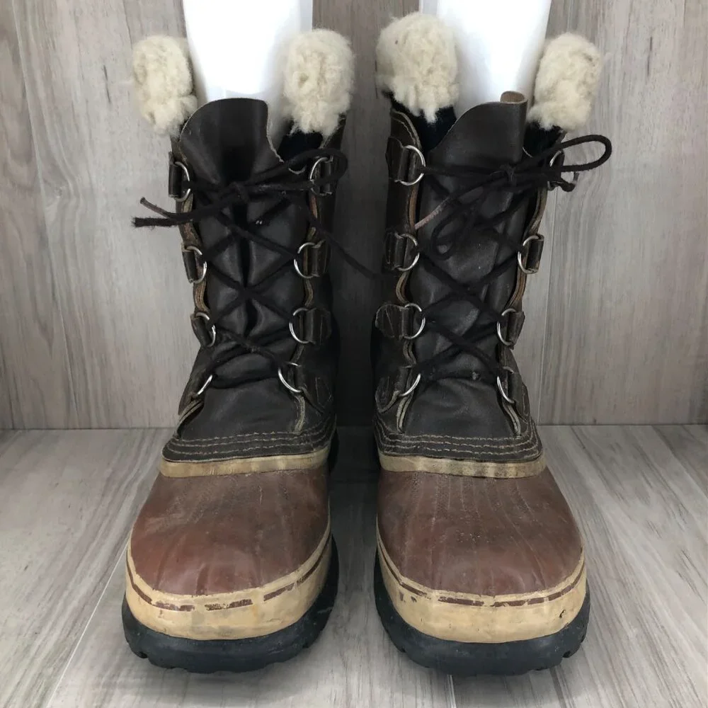 Kaufman Boots Mens 9 Brown Leather Duck Boot Winter Lined Lace Up